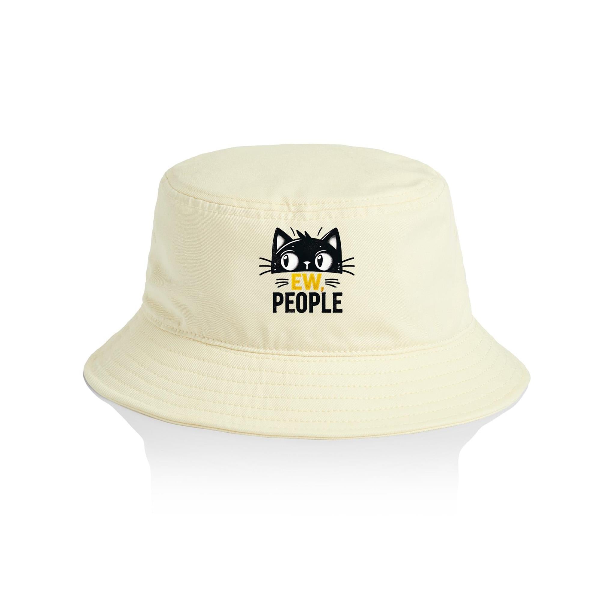 Ew People, Black Cat - AS Colour Bucket Hat Butter One Size As Colour Bucket Hat animal Printed In Australia