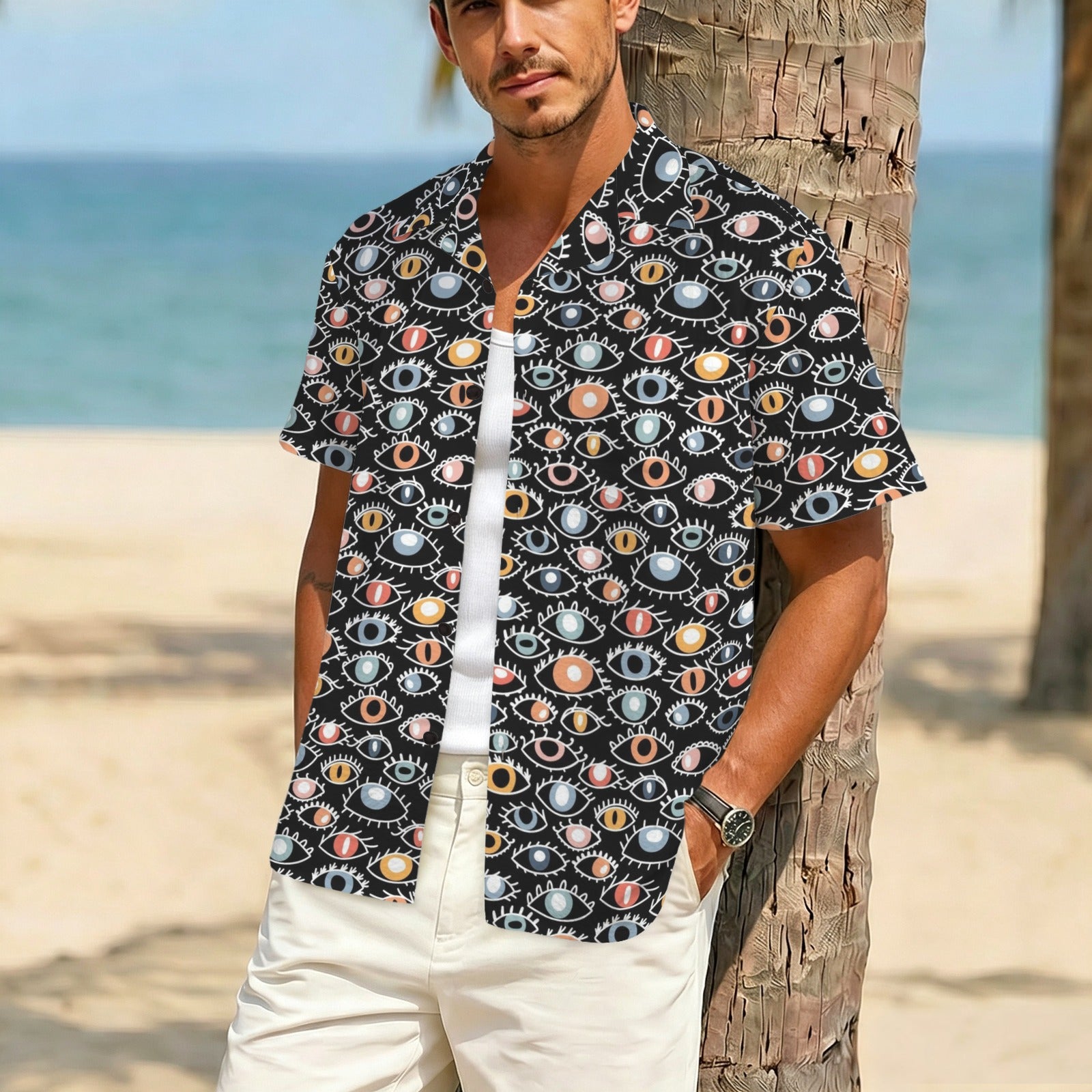 Eyes On Black Men's Crinkle Hawaiian Shirt