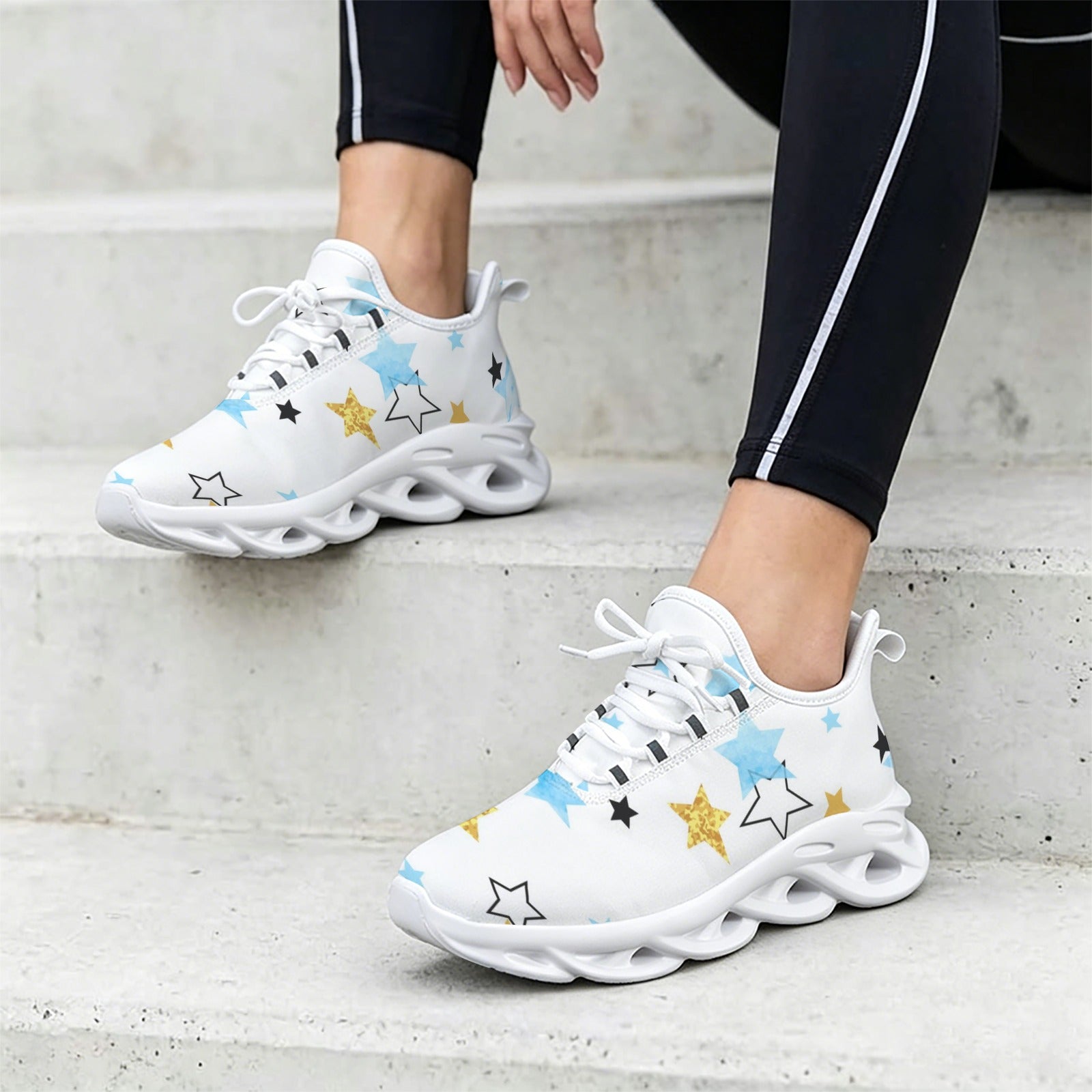Stars In Blue And Gold Women's Twisted Sole Sneakers