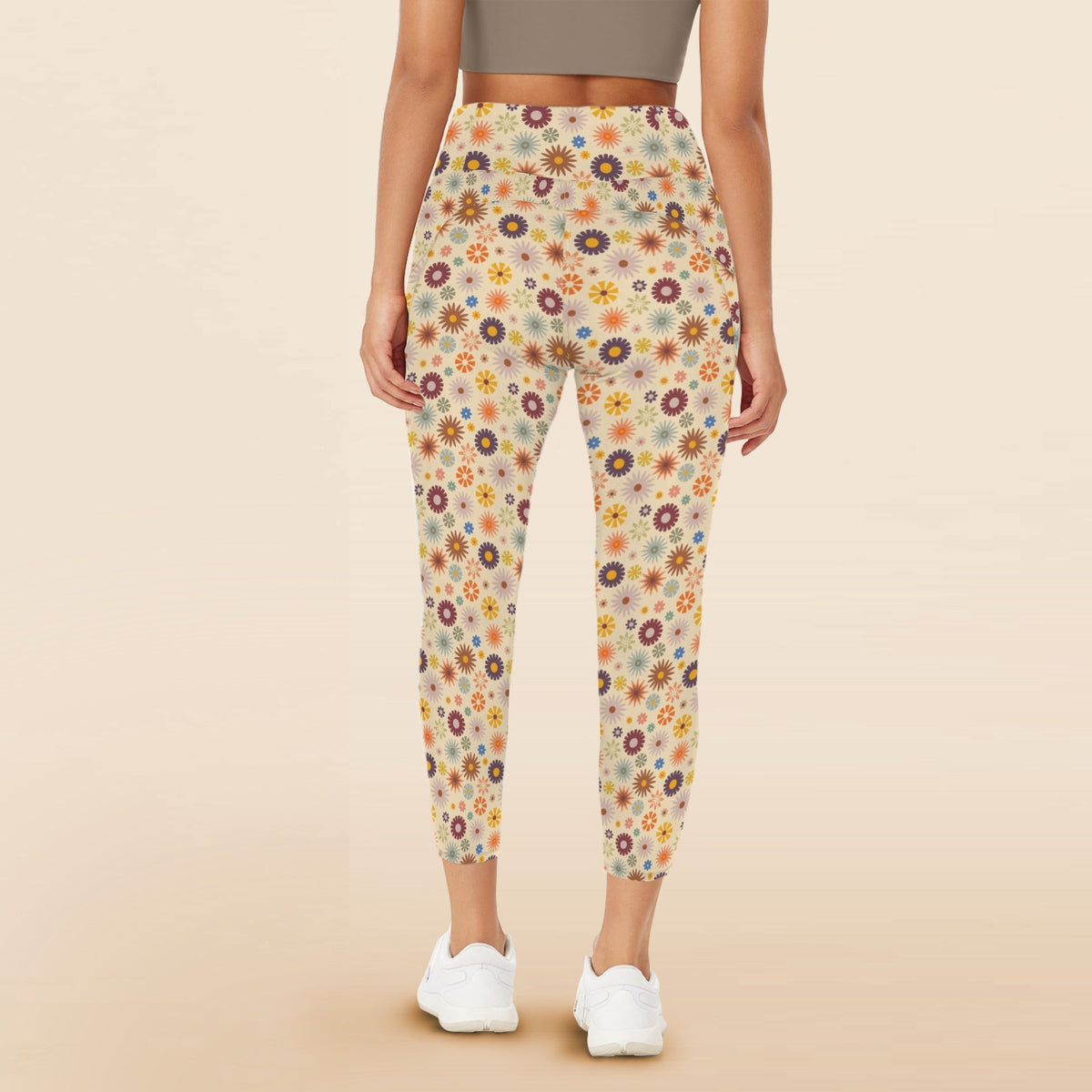 Abstract Floral Women's High Waist Pockets Yoga Leggings