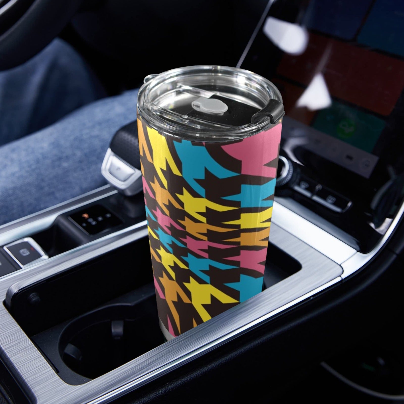 Crazy Geometric - 20oz Mobile Tumbler with Lid (Black Lock) 20oz Travel Mug Printed Offshore