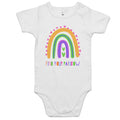 Find your Rainbow AS Colour Baby Bodysuit White Baby Bodysuit Printed In Australia