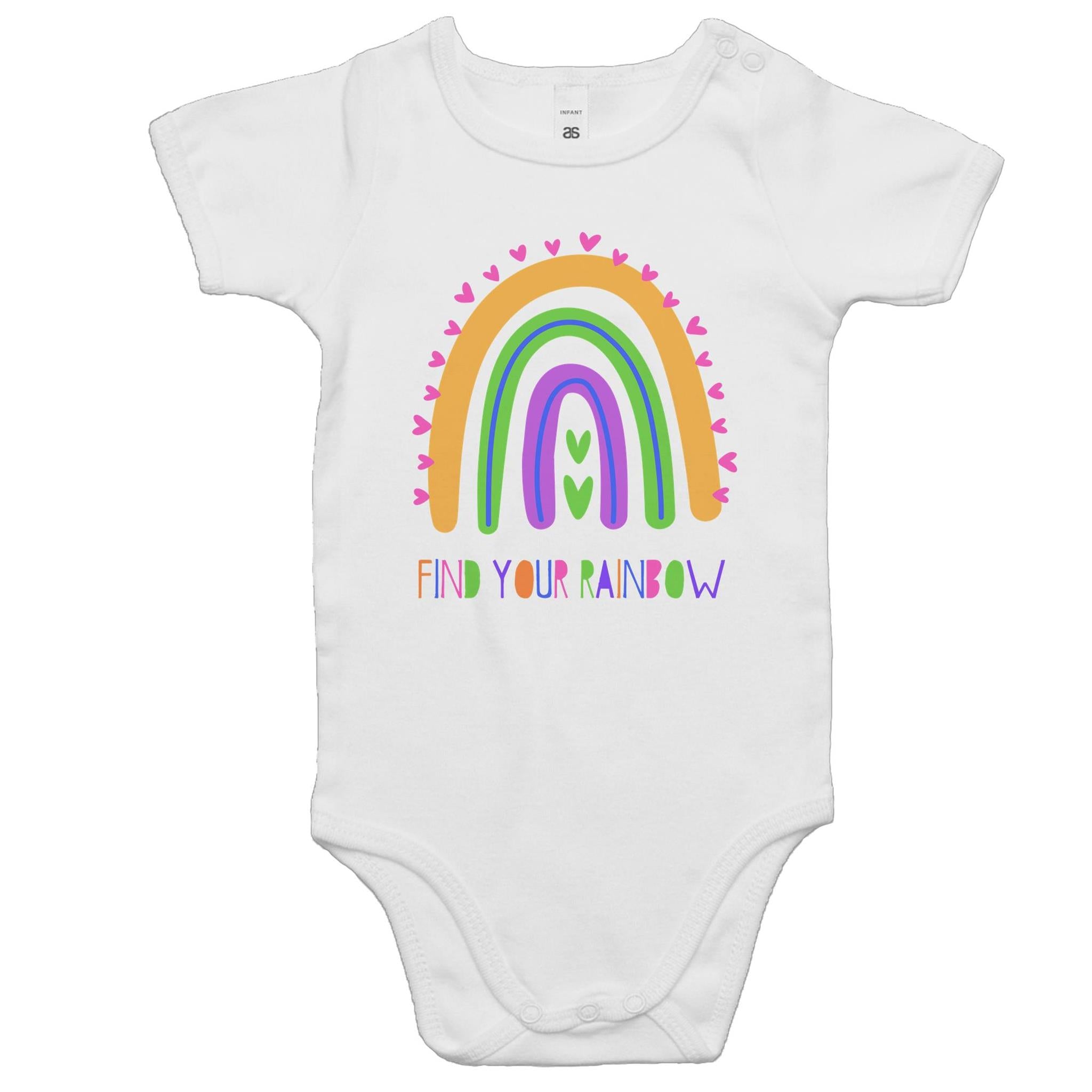 Find your Rainbow - Baby Bodysuit White Baby Bodysuit Printed In Australia
