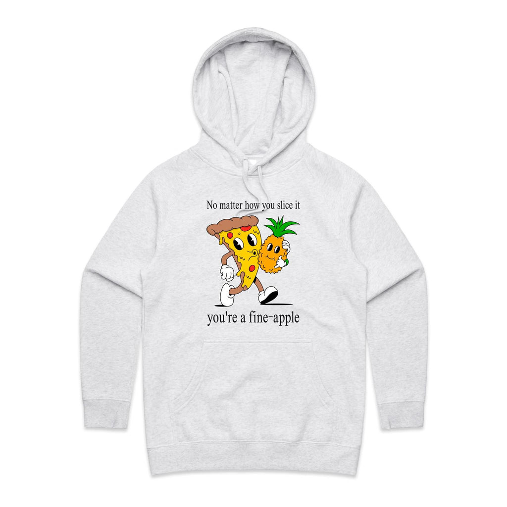 Pineapple Pizza - Womens Hoodie White Marle Womens Hoodie Food Printed In Australia
