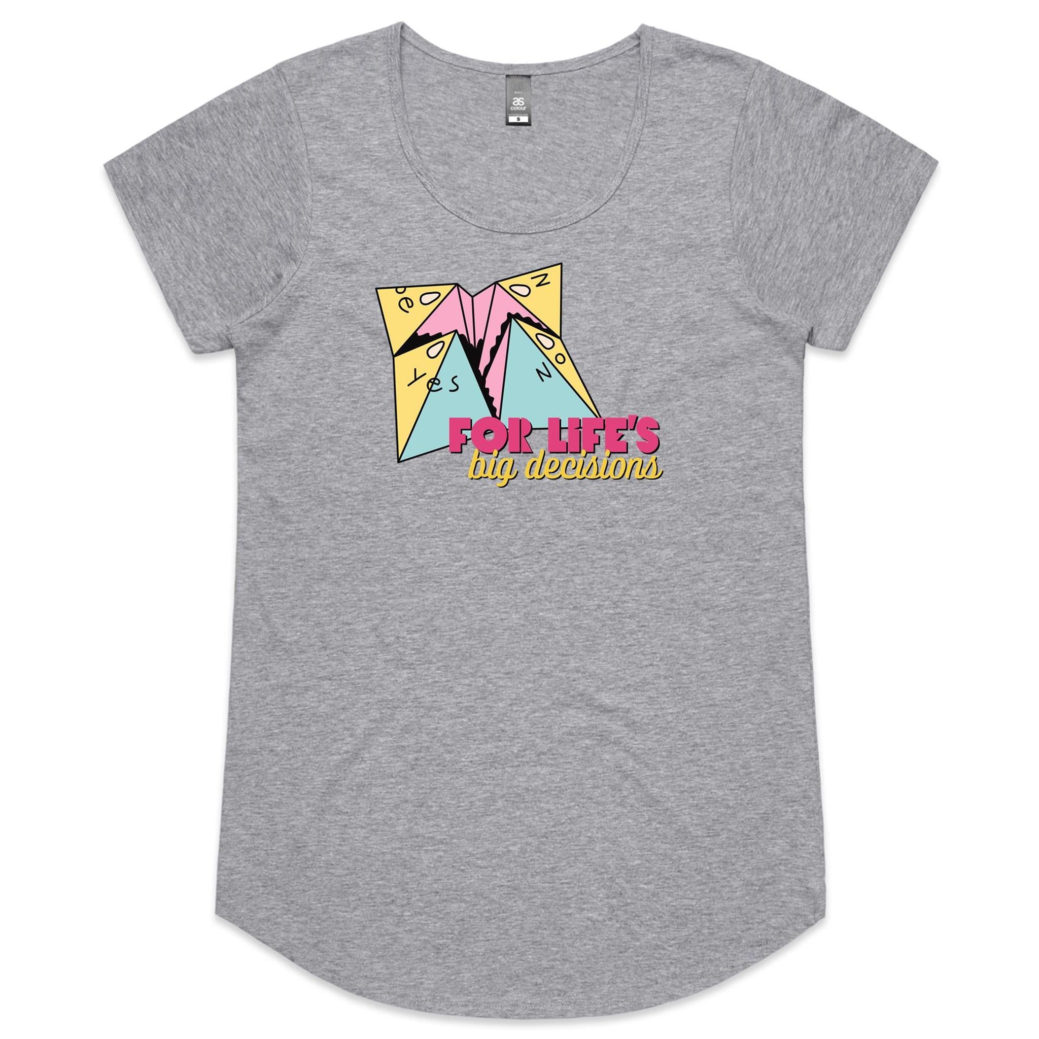 For Life's Big Decisions, Fortune Teller - Womens Scoop Neck T-Shirt Grey Marle Womens Scoop Neck T-shirt Games Printed In Australia