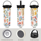 Boho Flowers And Leaves 20oz Tea Tumbler with Carry Handle