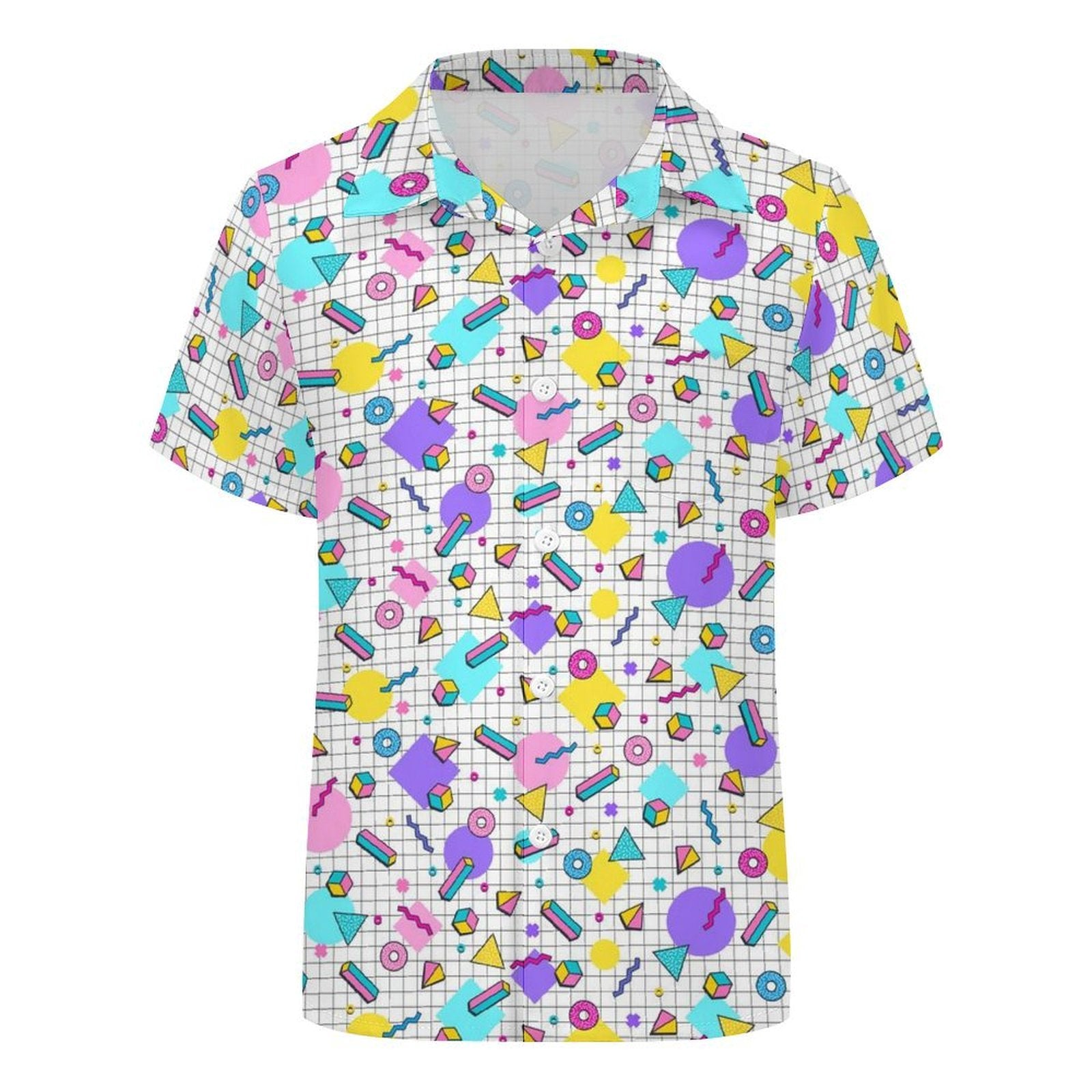 80's Grid Kids Youth Short Sleeve Button Up Shirt