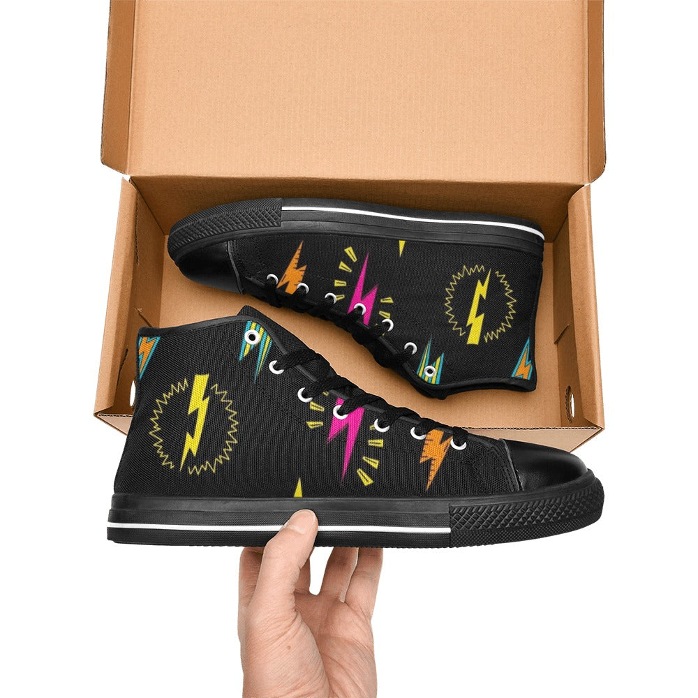 Fun Lightning - Kids High Top Canvas Shoes