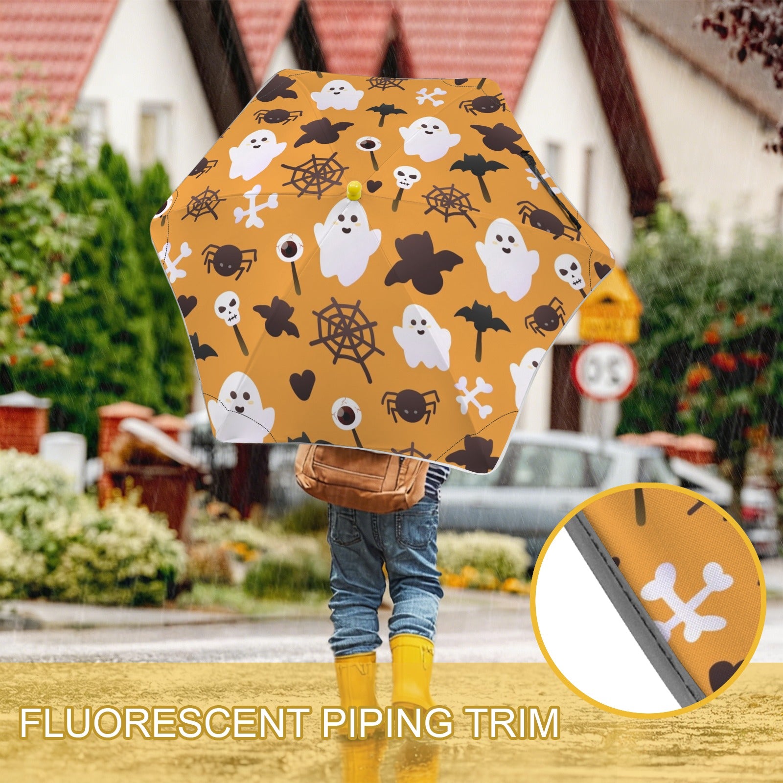 Halloween Ghosts Kids Safe Round Corner Umbrella