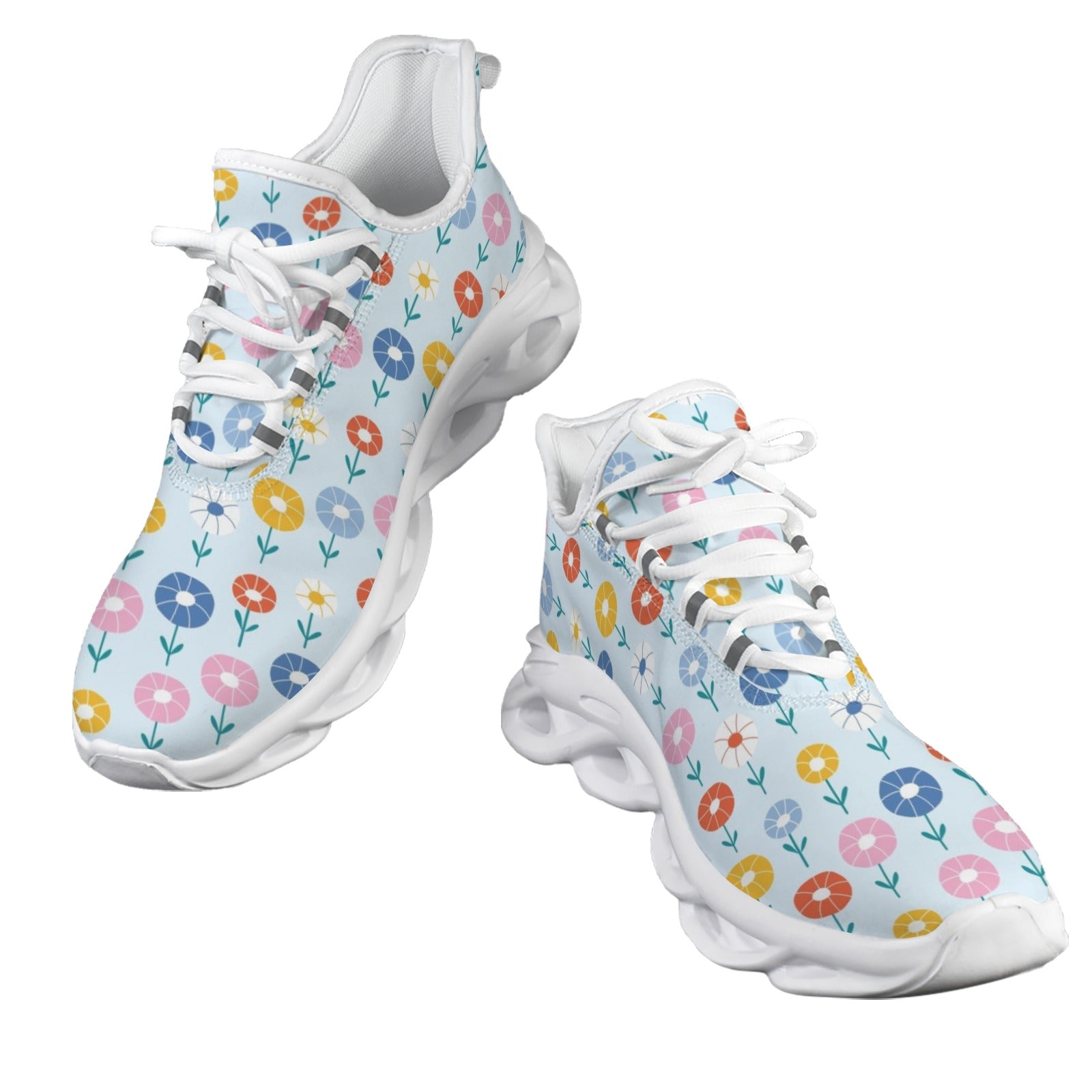 Abstract Cute Flowers Women's Twisted Sole Sneakers