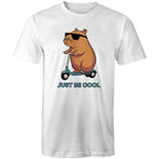 Just Be Cool, Capybara - Mens T-Shirt White Mens T-shirt animal Printed In Australia