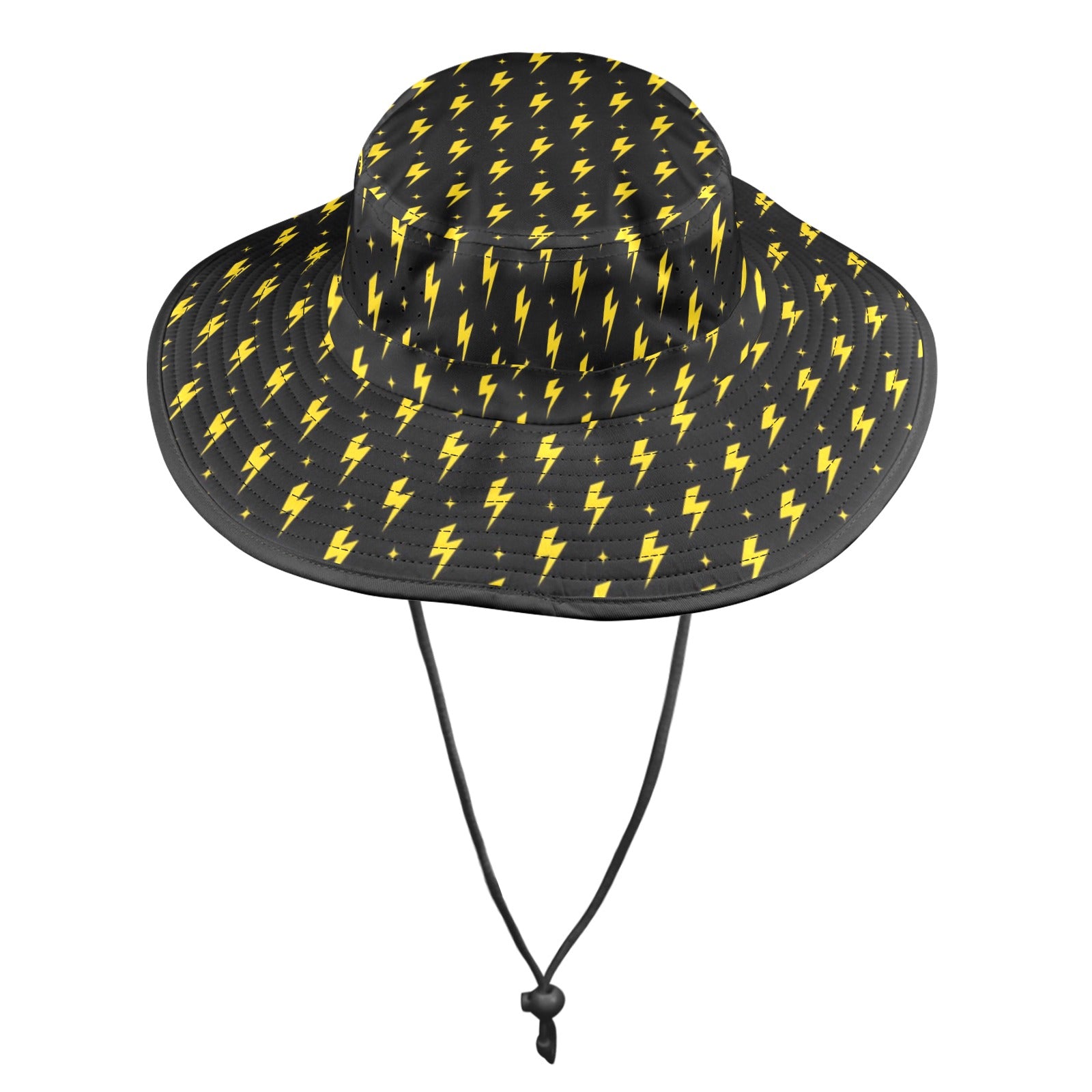 Yellow Lightning Wide Brim Bucket Hat Wide Brim Bucket Hat comic Printed Offshore