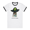 Guitarist Alien Abduction, UFO - Staple Ringer Tee White Black Ringer T-Shirt Music Printed In Australia Sci Fi