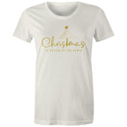 Christmas Is Better At The Beach - Womens T-shirt Natural Womens Christmas T-shirt Christmas Printed In Australia