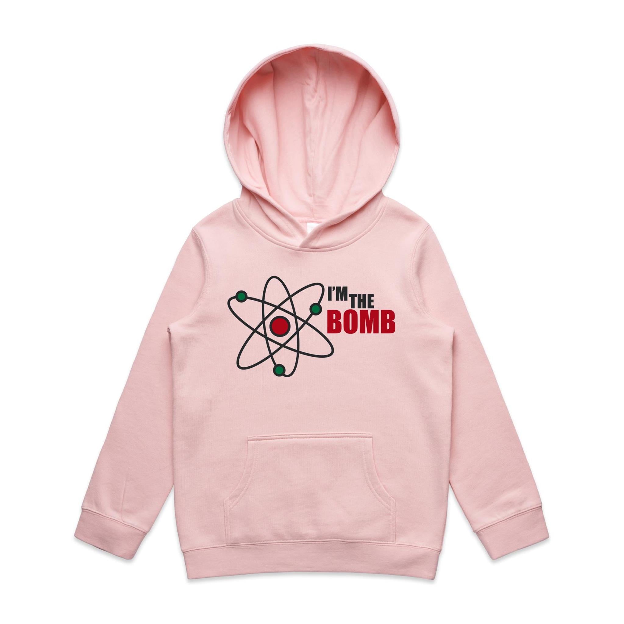 I'm The Bomb, Atom - Kids Hoodie Pink Kids Hoodie Printed In Australia
