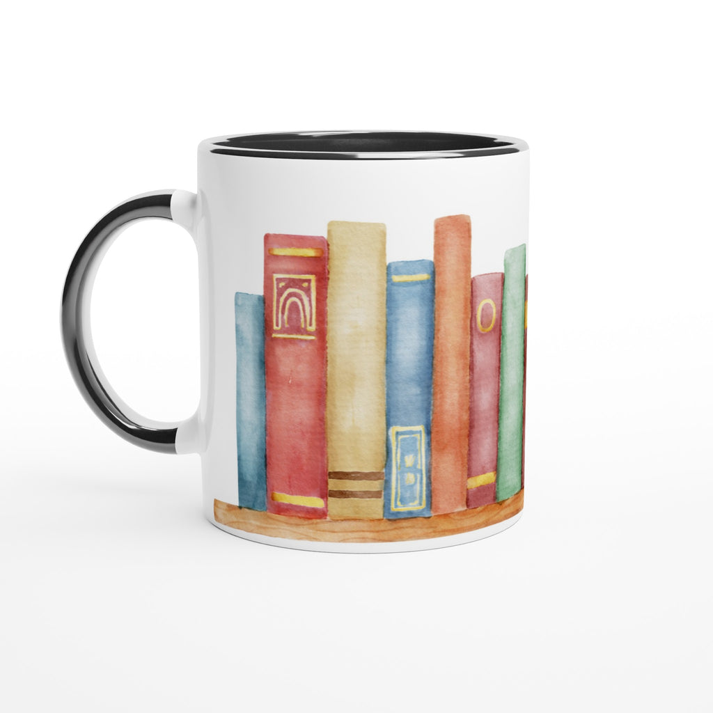 Books - White 11oz Ceramic Mug with Colour Inside Ceramic Black Colour 11oz Mug Globally Fulfilled Reading