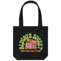 Always Sweet, Never Bitter, Coffee And Cake Canvas Tote Bag Black One Size Tote Bag Coffee Food Printed In Australia