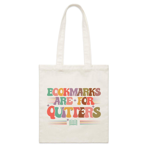 Bookmarks Are For Quitters - Parcel Canvas Tote Bag Default Title Small Tote Bag Printed In Australia Reading