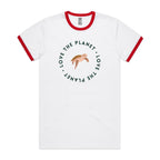 Love The Planet, Turtle - Staple Ringer Tee White Red Ringer T-Shirt animal Environment Printed In Australia