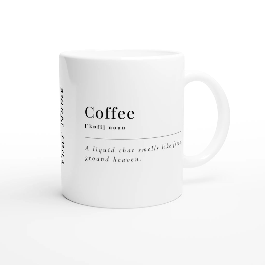 Personalised - Coffee Definition - White 11oz Ceramic Mug with Colour Inside Ceramic White Personalised 11oz Mug Coffee customise Globally Fulfilled personalise