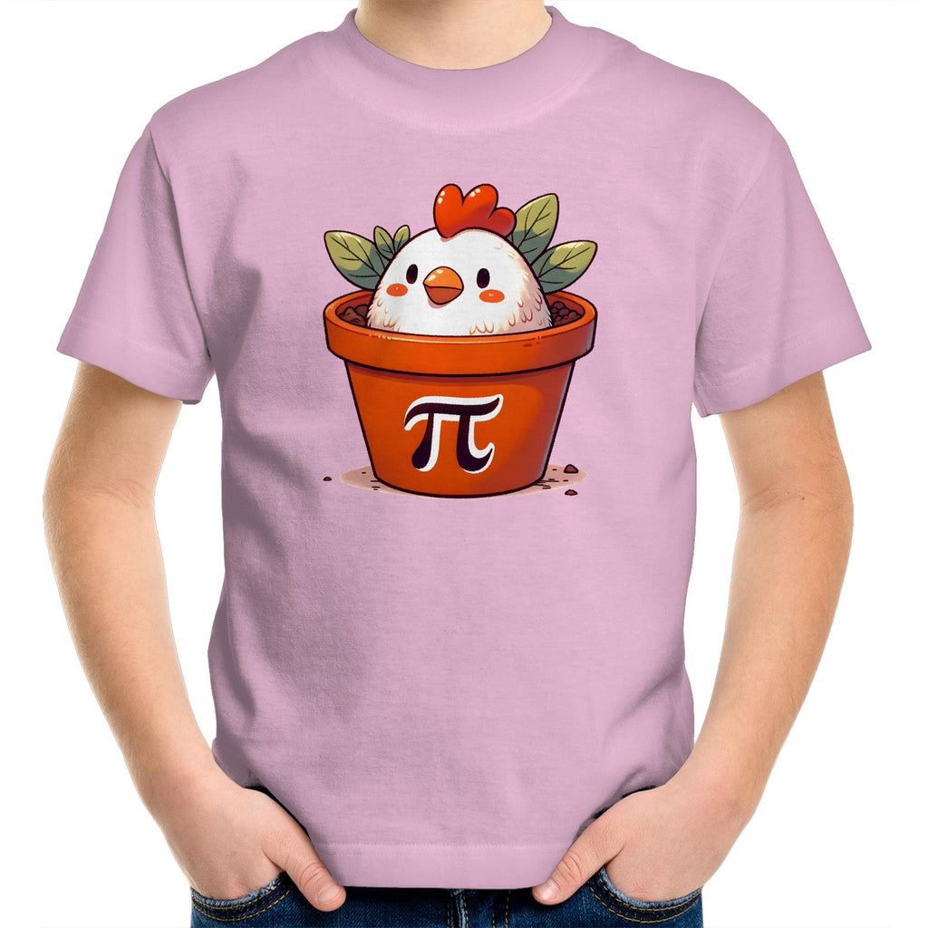 Chicken Pot Pi - Kids Youth T-Shirt Pink Kids Youth T-shirt animal Maths Printed In Australia