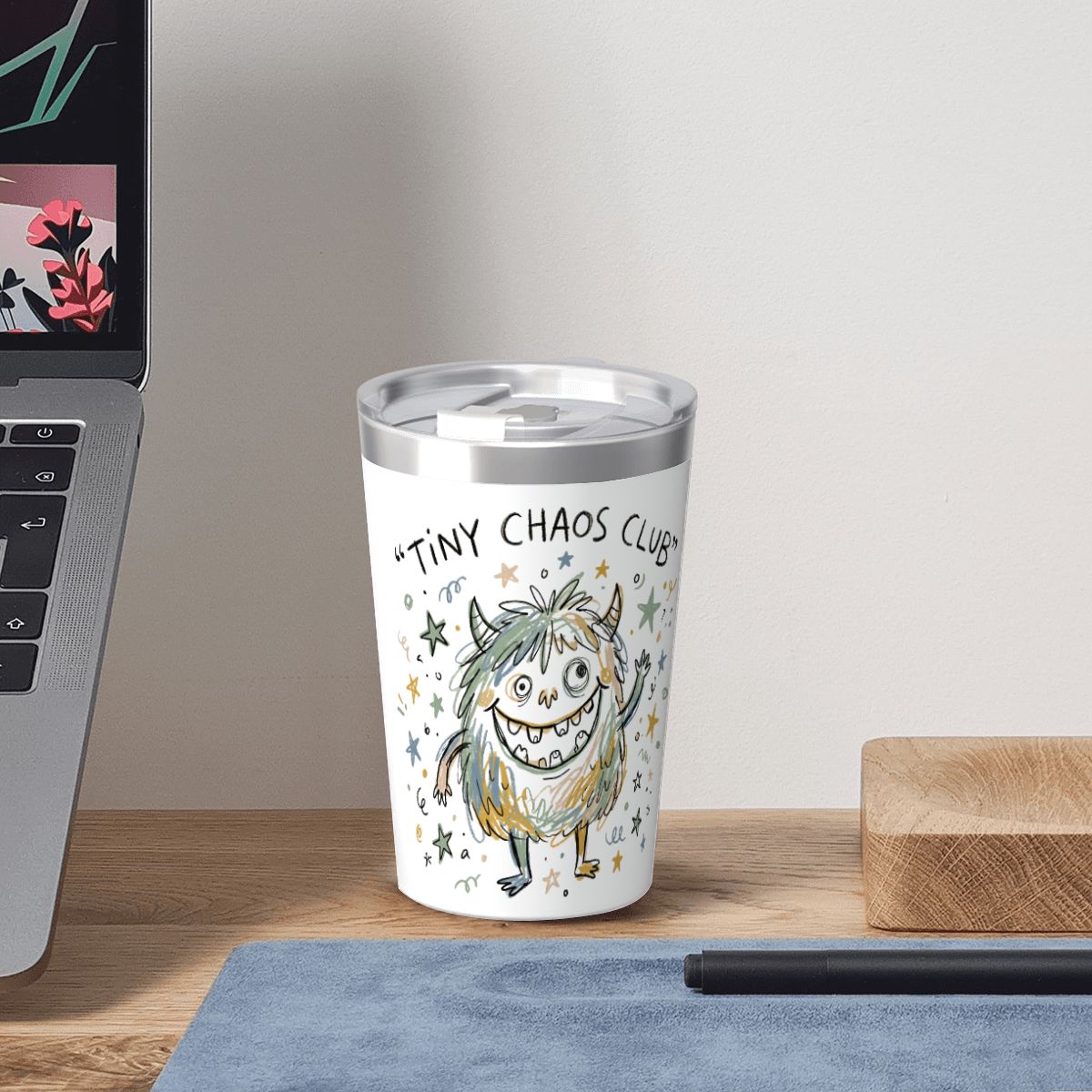 Monster Tiny Chaos Club Small Stainless Steel Travel Mug Cup 12oz/350ml