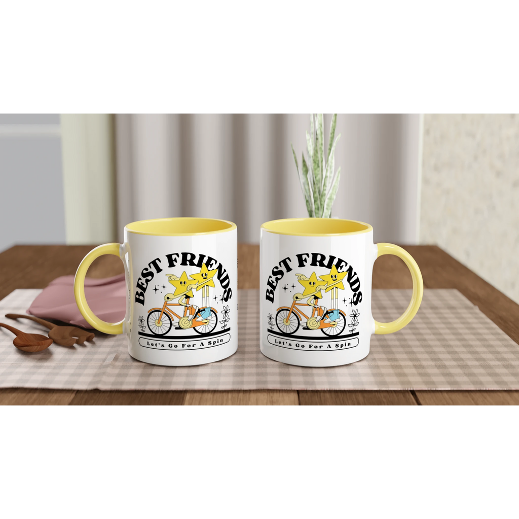 Personalised - Best Friends - White 11oz Ceramic Mug with Colour Inside Personalised 11oz Mug customise Globally Fulfilled personalise Retro