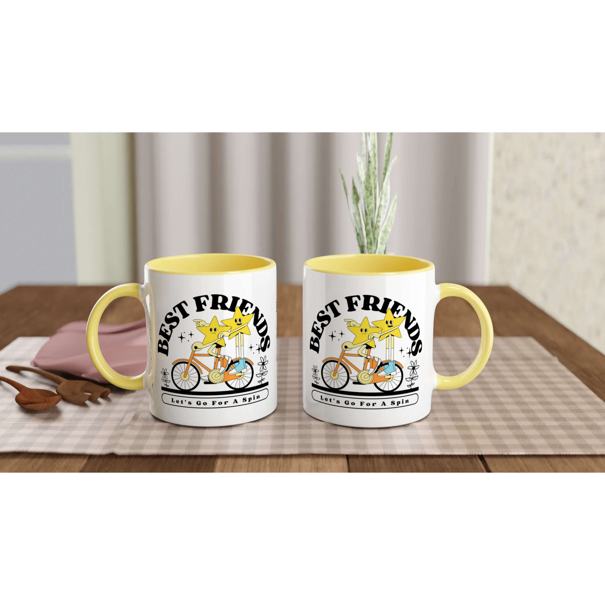 Personalised - Best Friends - White 11oz Ceramic Mug with Colour Inside Personalised 11oz Mug customise Globally Fulfilled personalise Retro