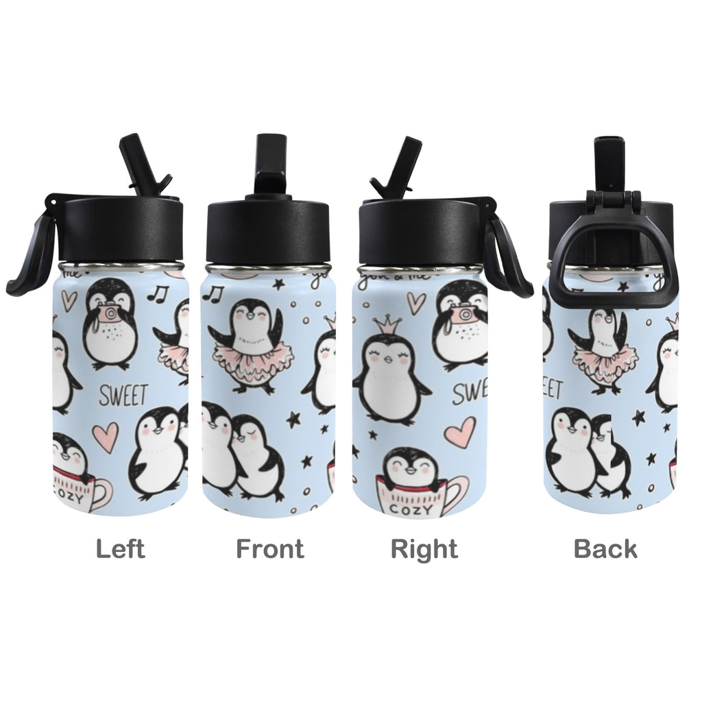 Penguin Love 12oz Kids Water Bottle with Straw Lid