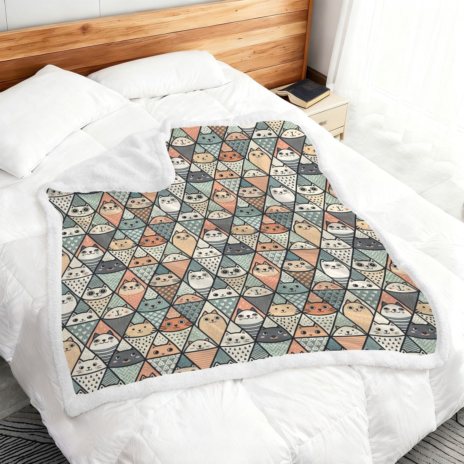Diamond Cat Pattern - Double-Layer Fleece Blanket 51"x59"