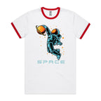 Astronaut Basketball - Staple Ringer Tee White Red Ringer T-Shirt Printed In Australia Space
