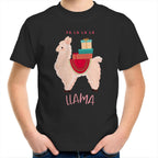 Fa La La La Llama, Christmas - Kids Youth T-Shirt Black Kids Christmas T-shirt Christmas Printed In Australia