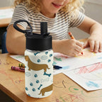 Dachshund Sausage Dog 12oz Kids Water Bottle with Straw Lid