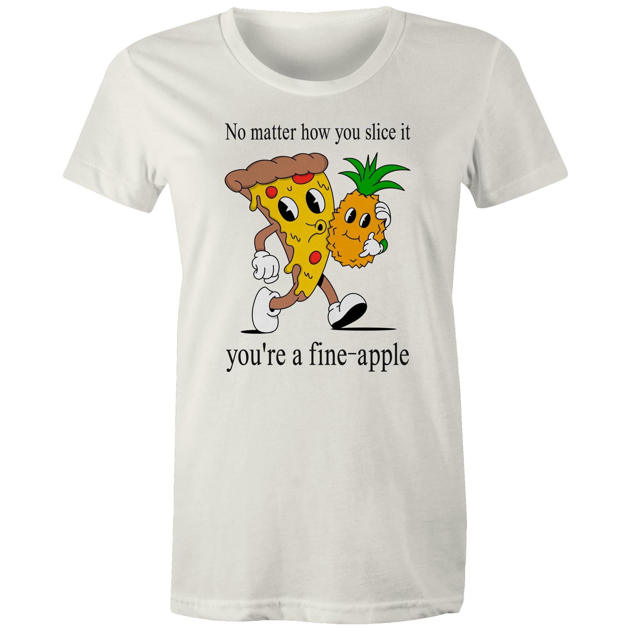 Pineapple Pizza - Womens T-shirt Natural Womens T-shirt Food Printed In Australia