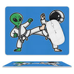 Karate Alien And Astronaut Leather Mouse Pad white One size Leather Mouse Pad Printed Offshore Sci Fi Space