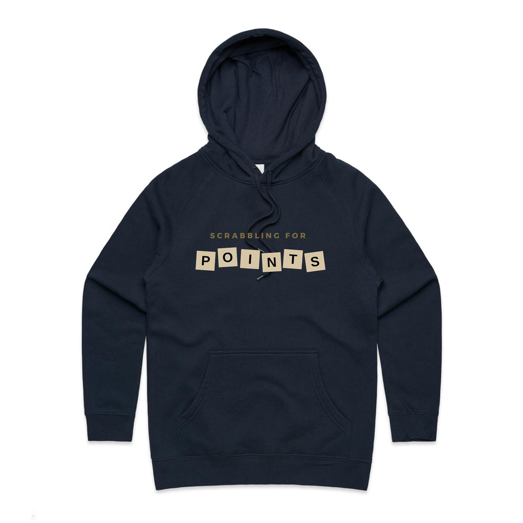 Scrabbling For Points - Womens Hoodie Navy Womens Hoodie Games Printed In Australia