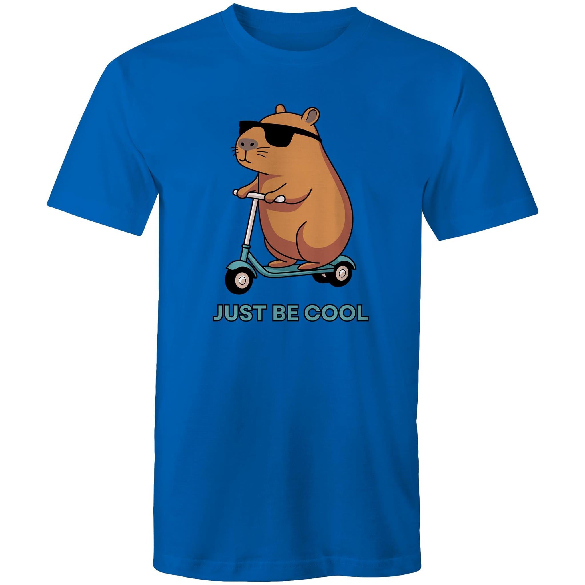 Just Be Cool, Capybara - Mens T-Shirt Bright Royal Mens T-shirt animal Printed In Australia