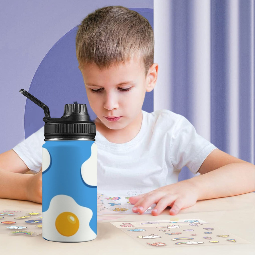 Fried Eggs - Kids Water Bottle with Chug Lid (12 oz) Kids Water Bottle with Chug Lid Food Printed Offshore