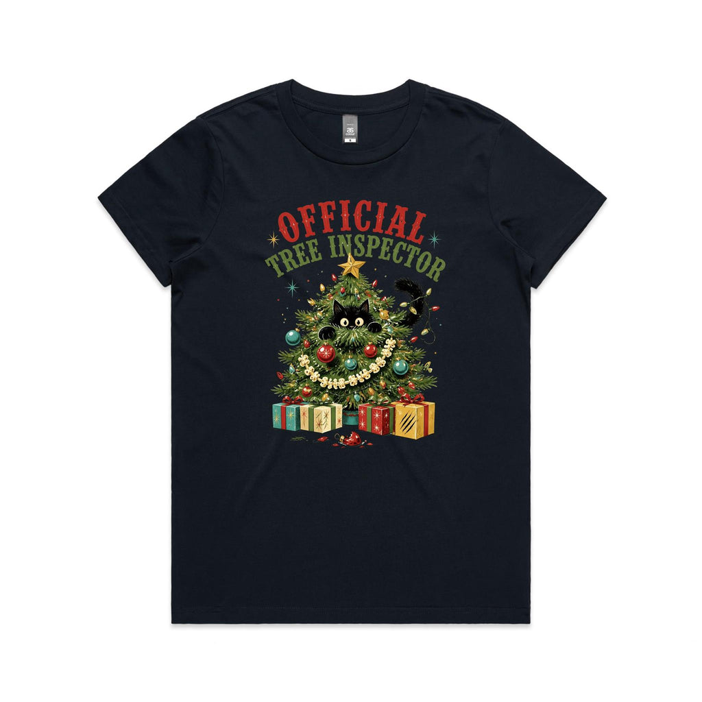 Official Tree Inspector Cat Women's Christmas T-shirt