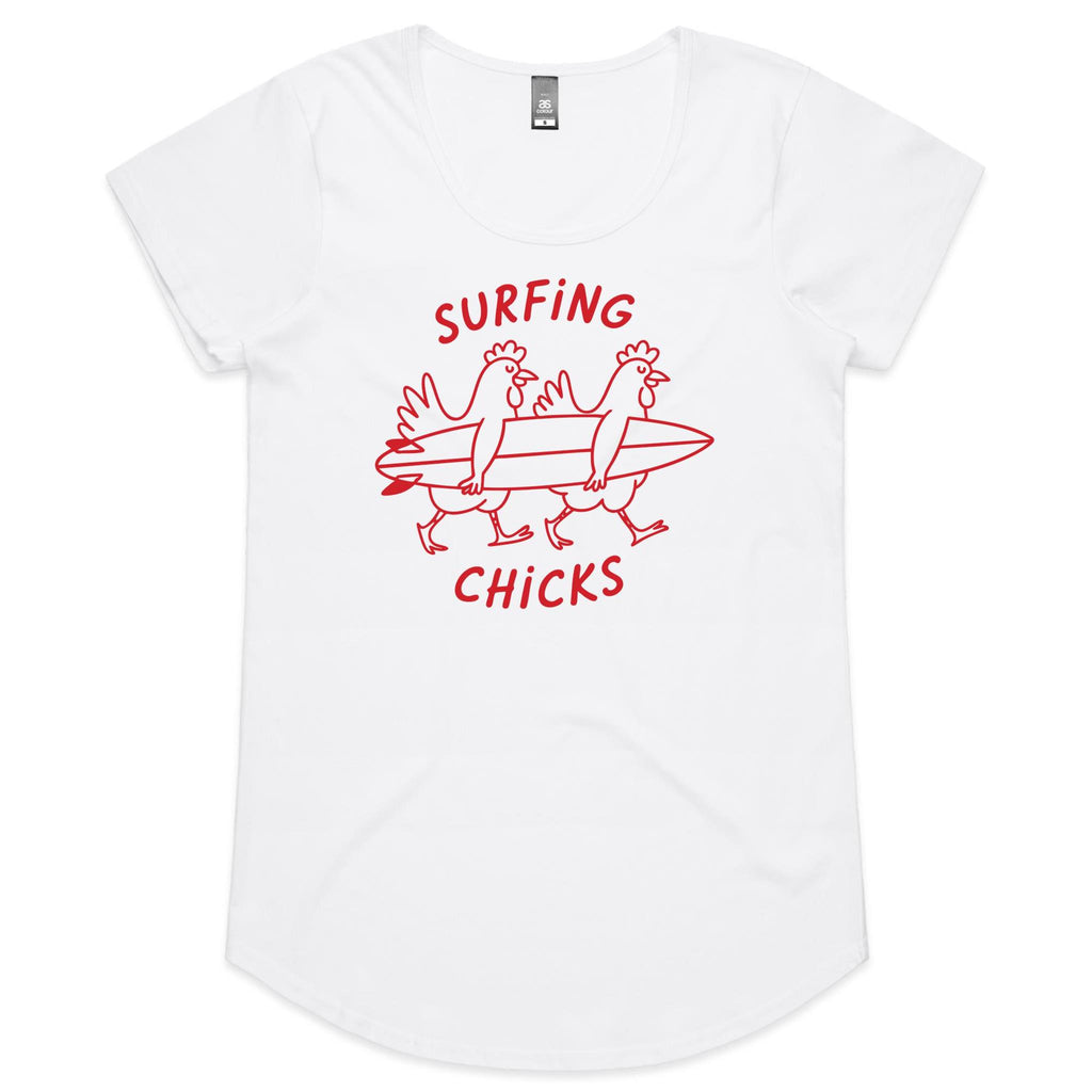 Chickens Surfing Chicks Womens AS Colour Scoop Neck T-Shirt