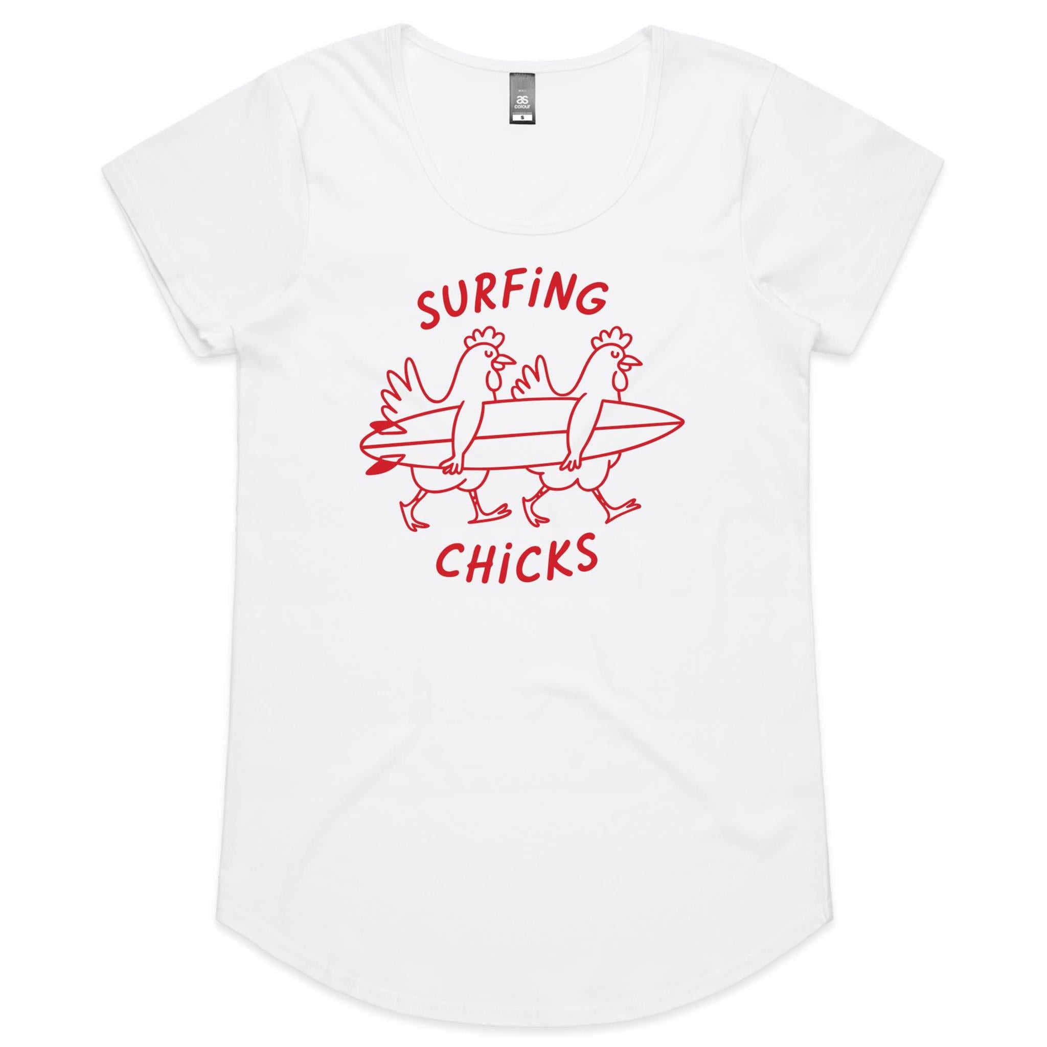 Chickens Surfing Chicks Womens AS Colour Scoop Neck T-Shirt