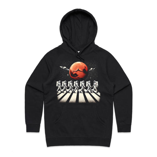 Astronaut Zebra Crossing In Space - Womens Hoodie Black Womens Hoodie Printed In Australia Space