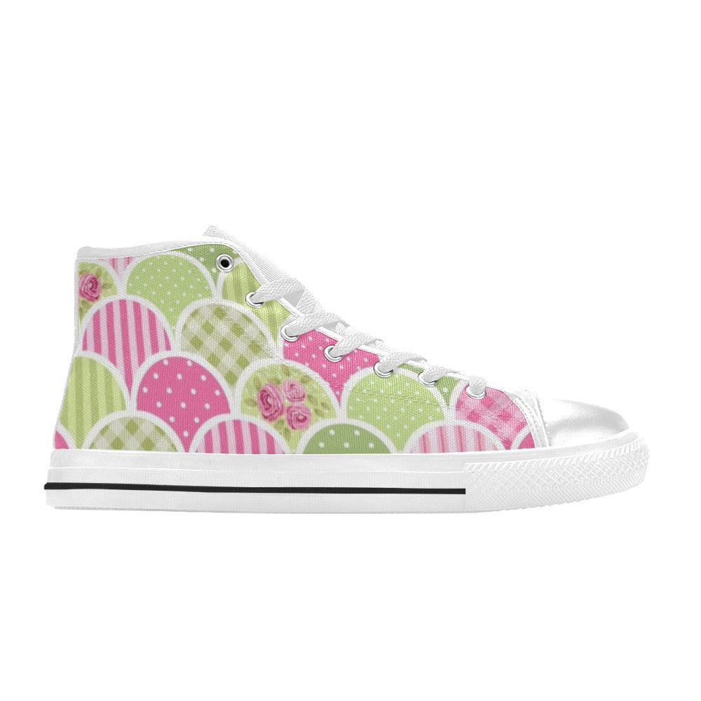 Floral Tabs - Women's High Top Canvas Shoes Womens Classic High Top Shoes Plants Printed Offshore