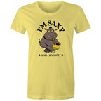 I'm Saxy And I Know It, Saxophone Hippo - Womens T-shirt Yellow Womens T-shirt animal Music Printed In Australia