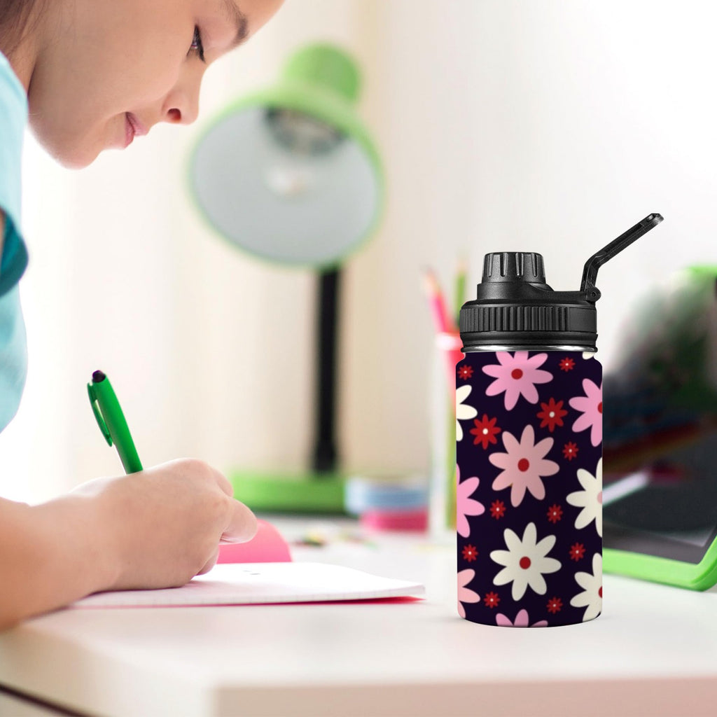 Pink Daisy - Kids Water Bottle with Chug Lid (12 oz)