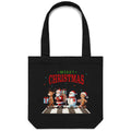 Fab Four, Merry Christmas Canvas Tote Bag Default Title Christmas Tote Bag Christmas Printed In Australia