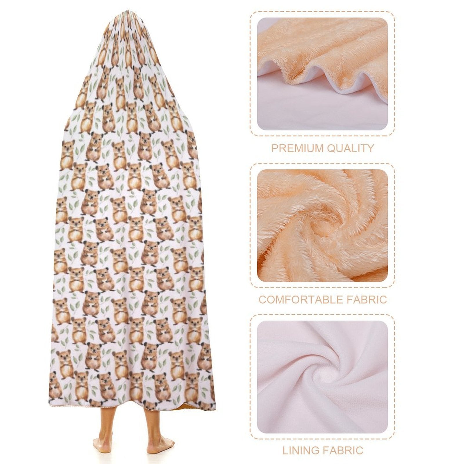 Quokkas Kids Hooded Blanket 100cm x 130cm