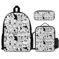 Dogs In Black And White Three Piece Backpack Set white One size Three Piece Backpack Set Printed Offshore