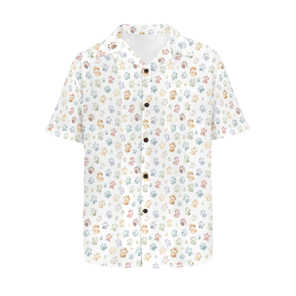 Paw Print Men's Short Sleeve Hawaiian Shirt Men's Hawaiian Shirt (New) animal Printed Offshore