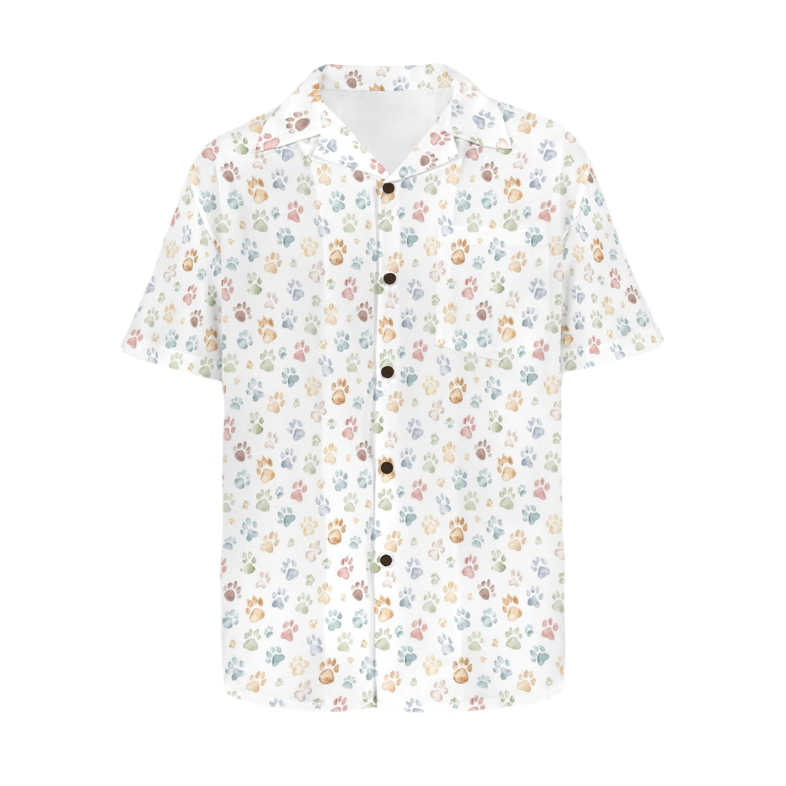 Paw Print - Men's Short Sleeve Hawaiian Shirt Men's Hawaiian Shirt (New) animal Printed Offshore